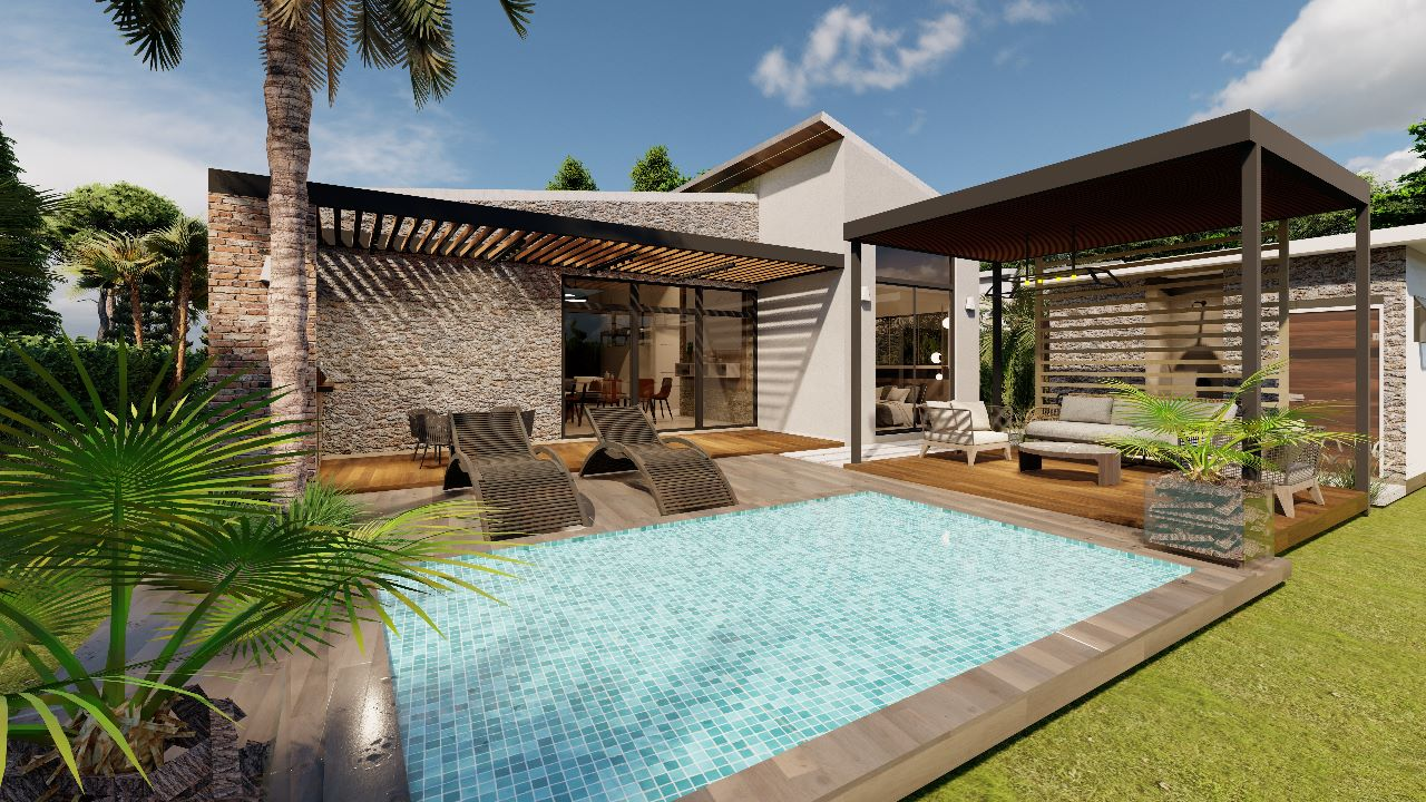 Villa con piscina y pérgola